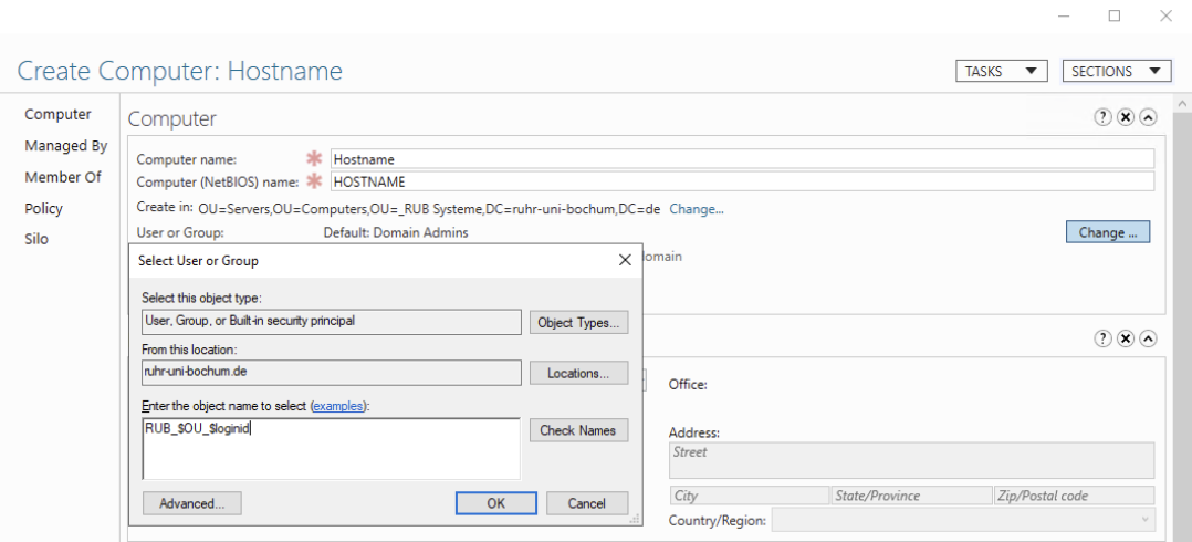 Create Computer: Hostname
